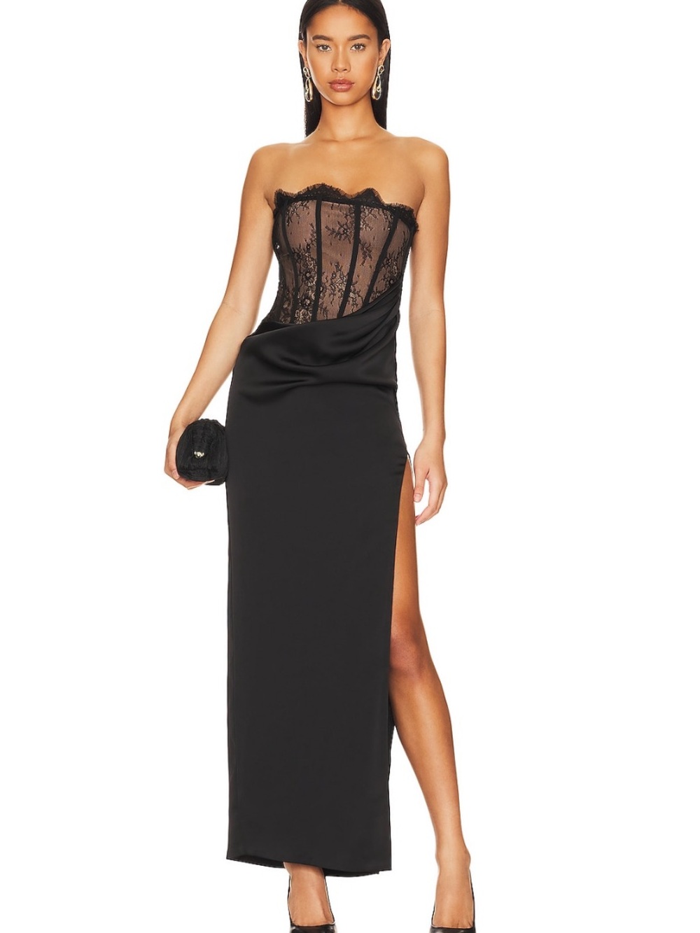 NBD Nalani Maxi Dress Lace Corset Strapless